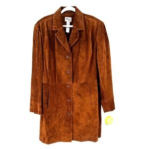 NEW Style & Co 100% Washable Suede Leather Jacket Women's 3X Brown Long Trench